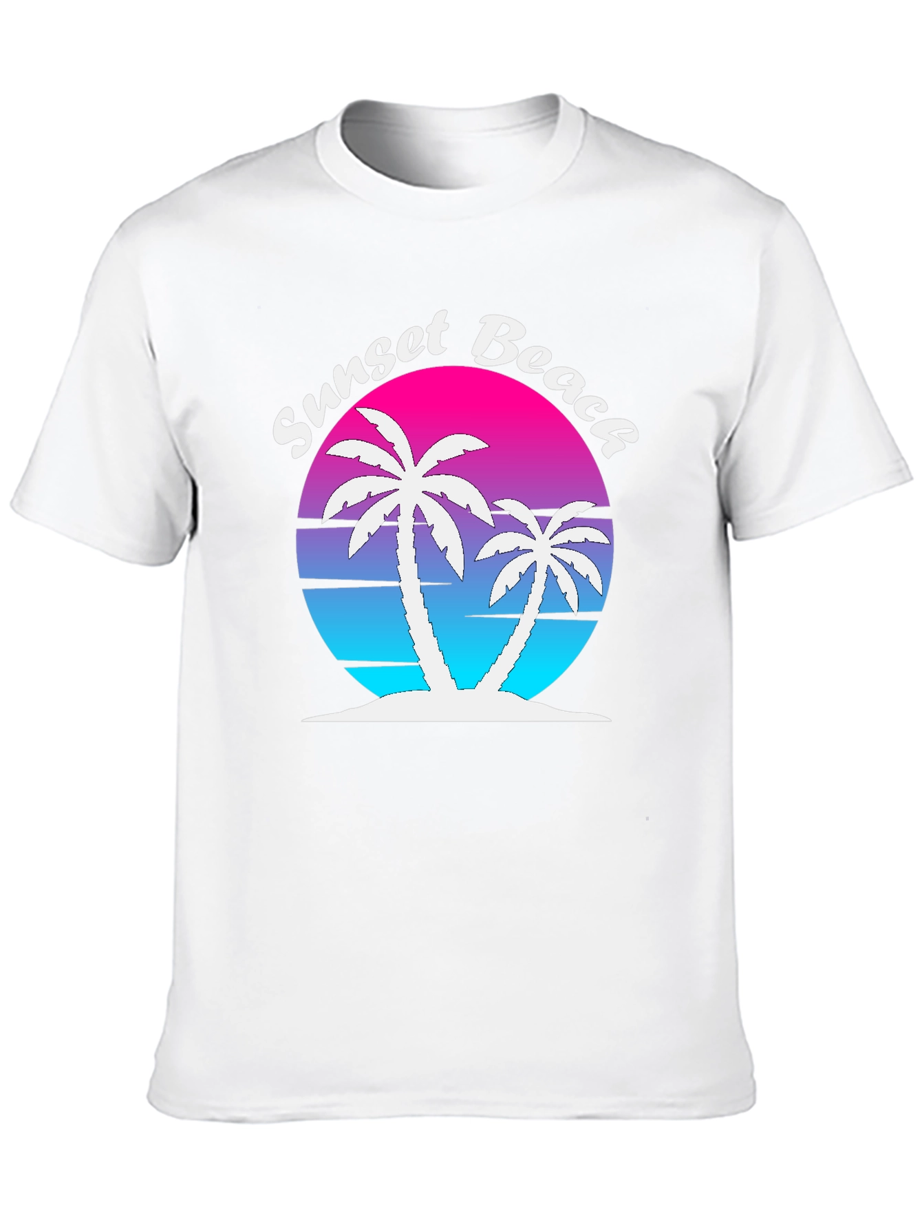 Sunset Beach Palm Tree Graphic Tee