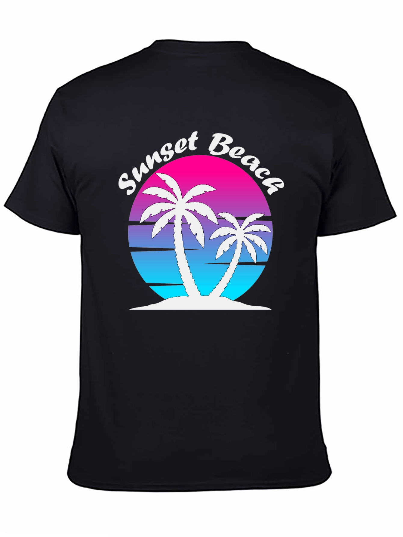 Sunset Beach Palm Tree Graphic Tee