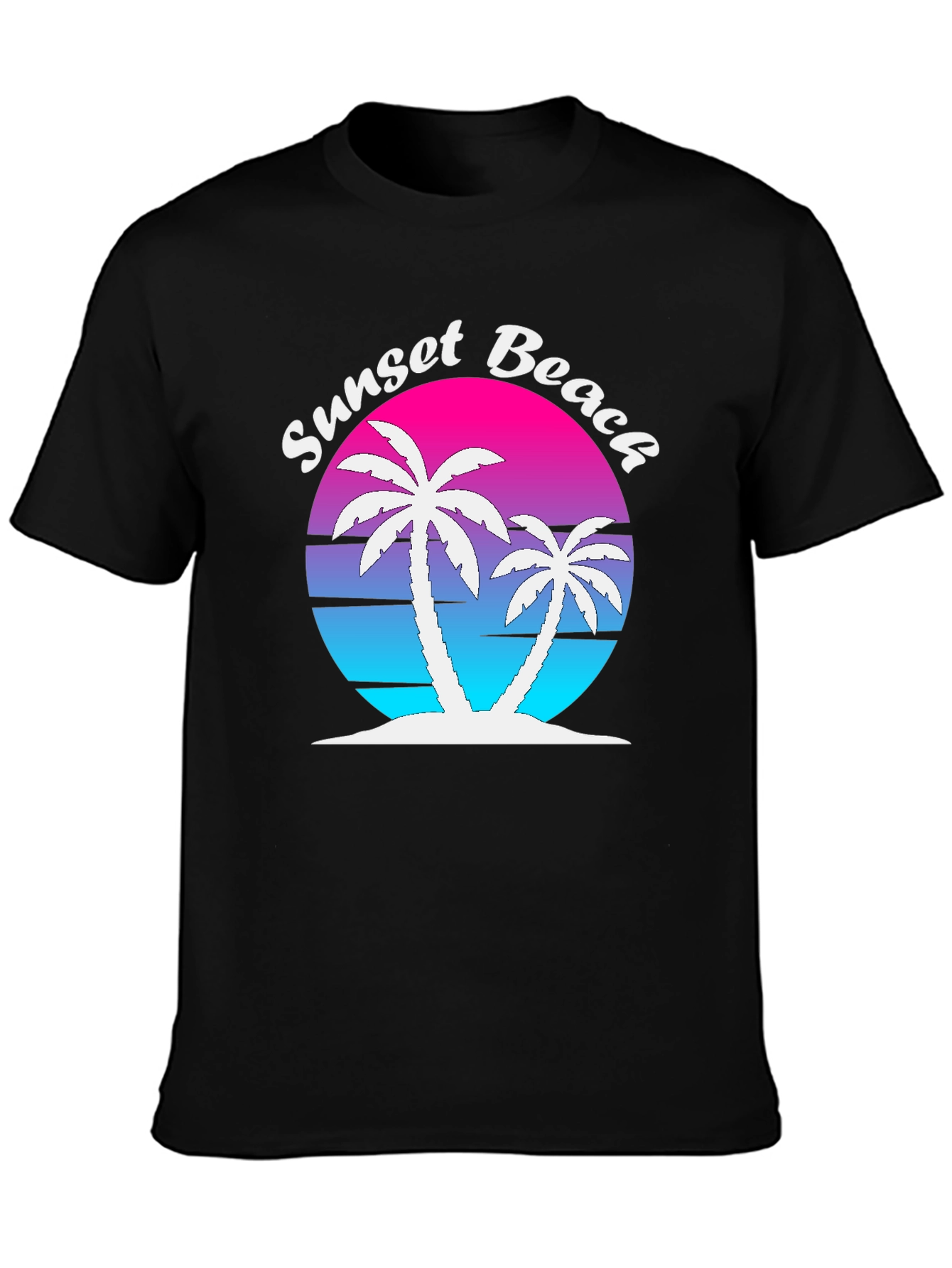 Sunset Beach Palm Tree Graphic Tee