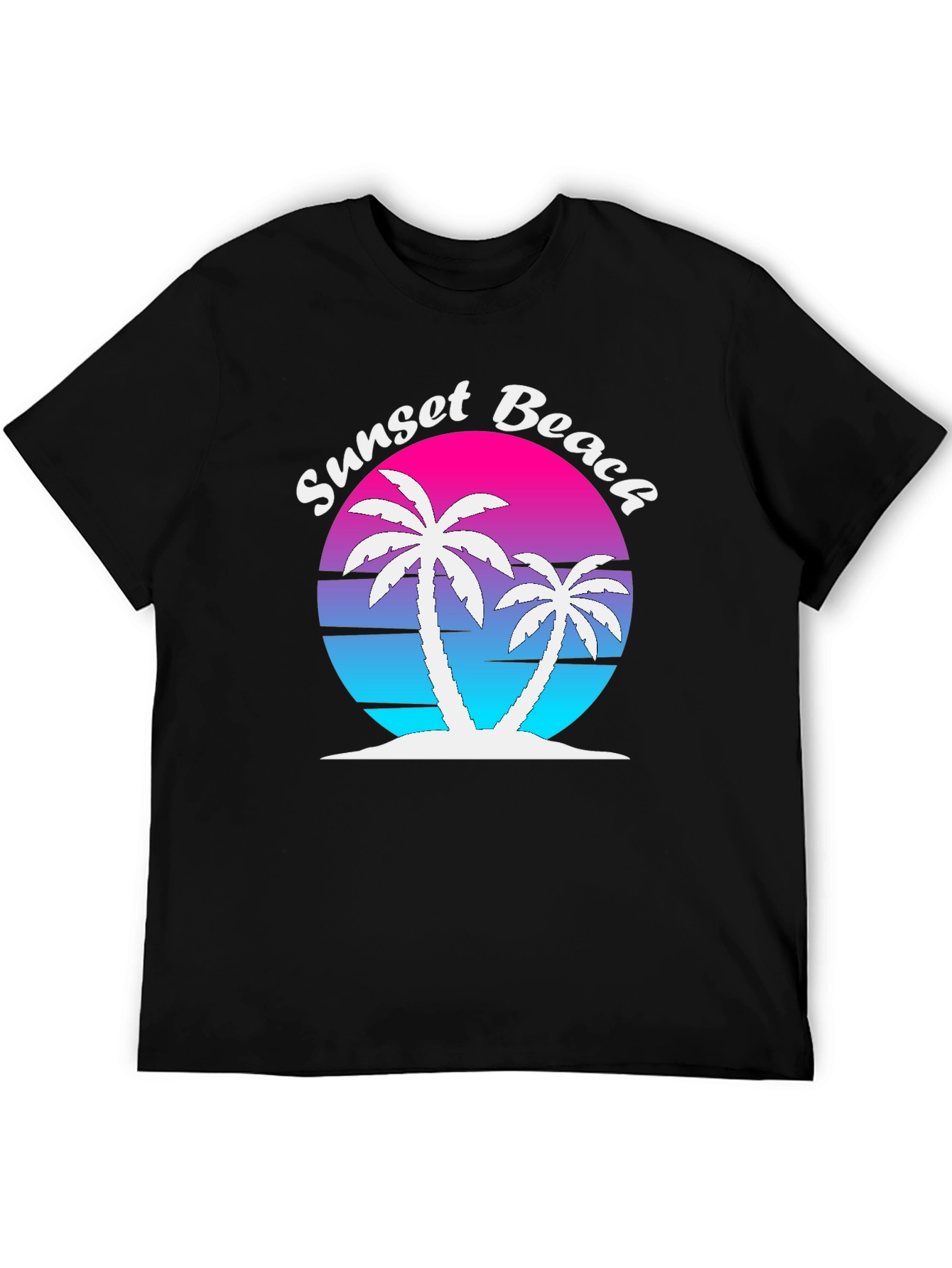 Sunset Beach Palm Tree Graphic Tee