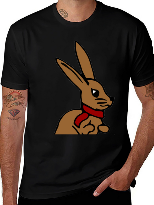 Rabbit T-Shirt - Cartoon Bunny with Scarf