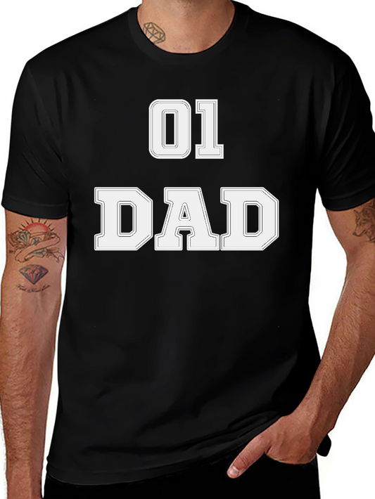 01 Dad T-Shirt - Black Graphic Tee for Fathers