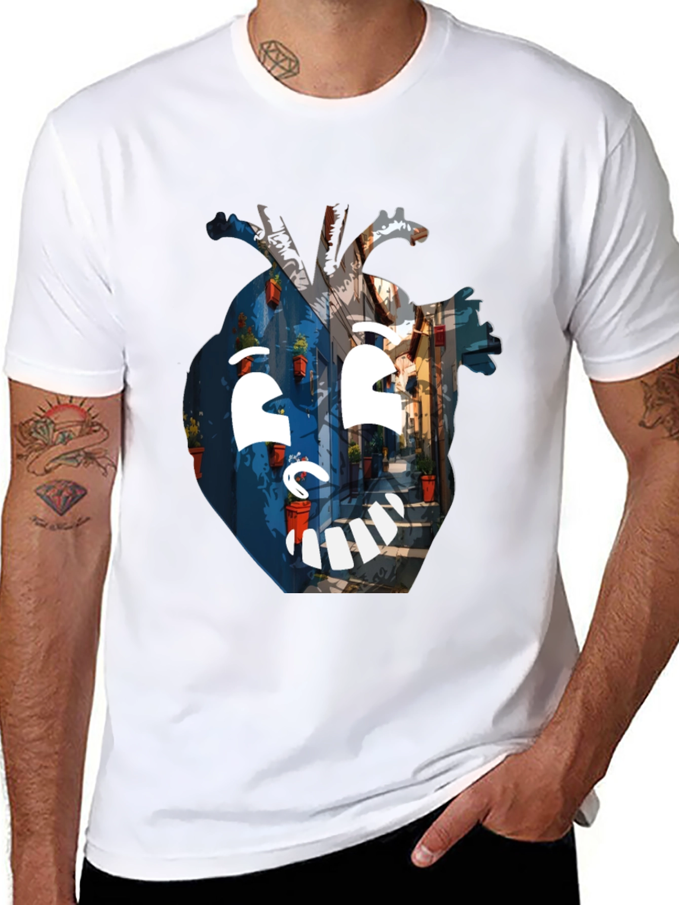 Artistic Heart Graphic Black T-Shirt