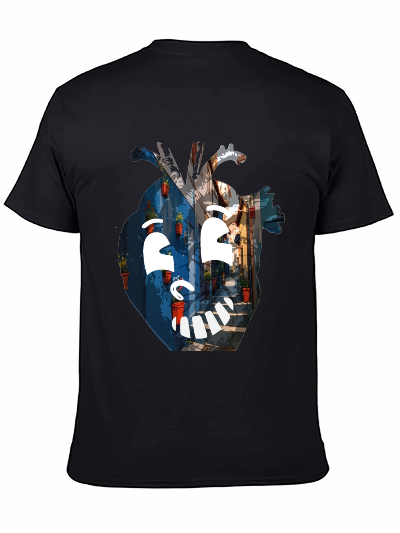 Artistic Heart Graphic Black T-Shirt