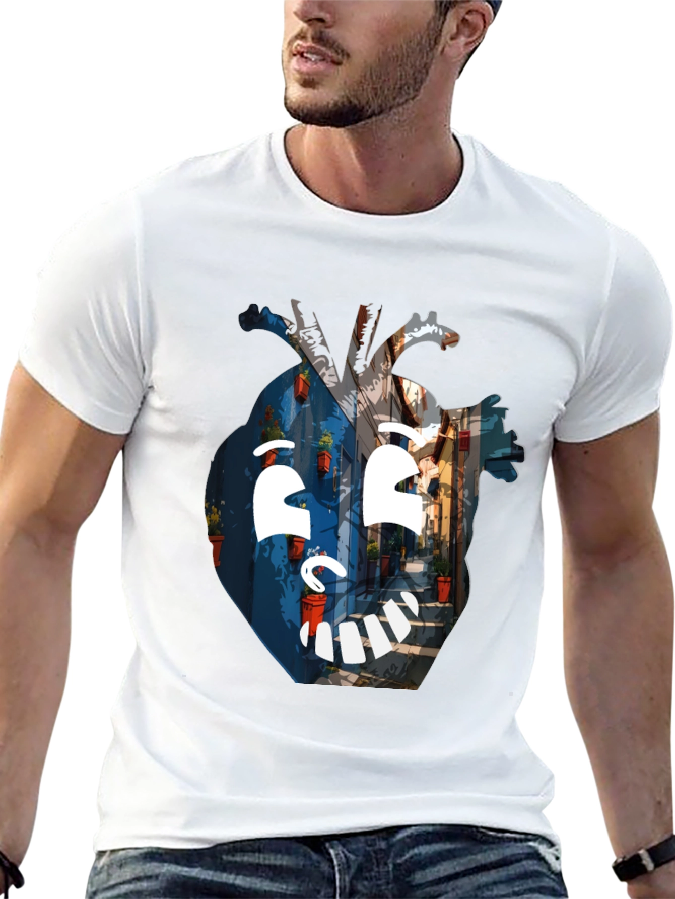 Artistic Heart Graphic Black T-Shirt