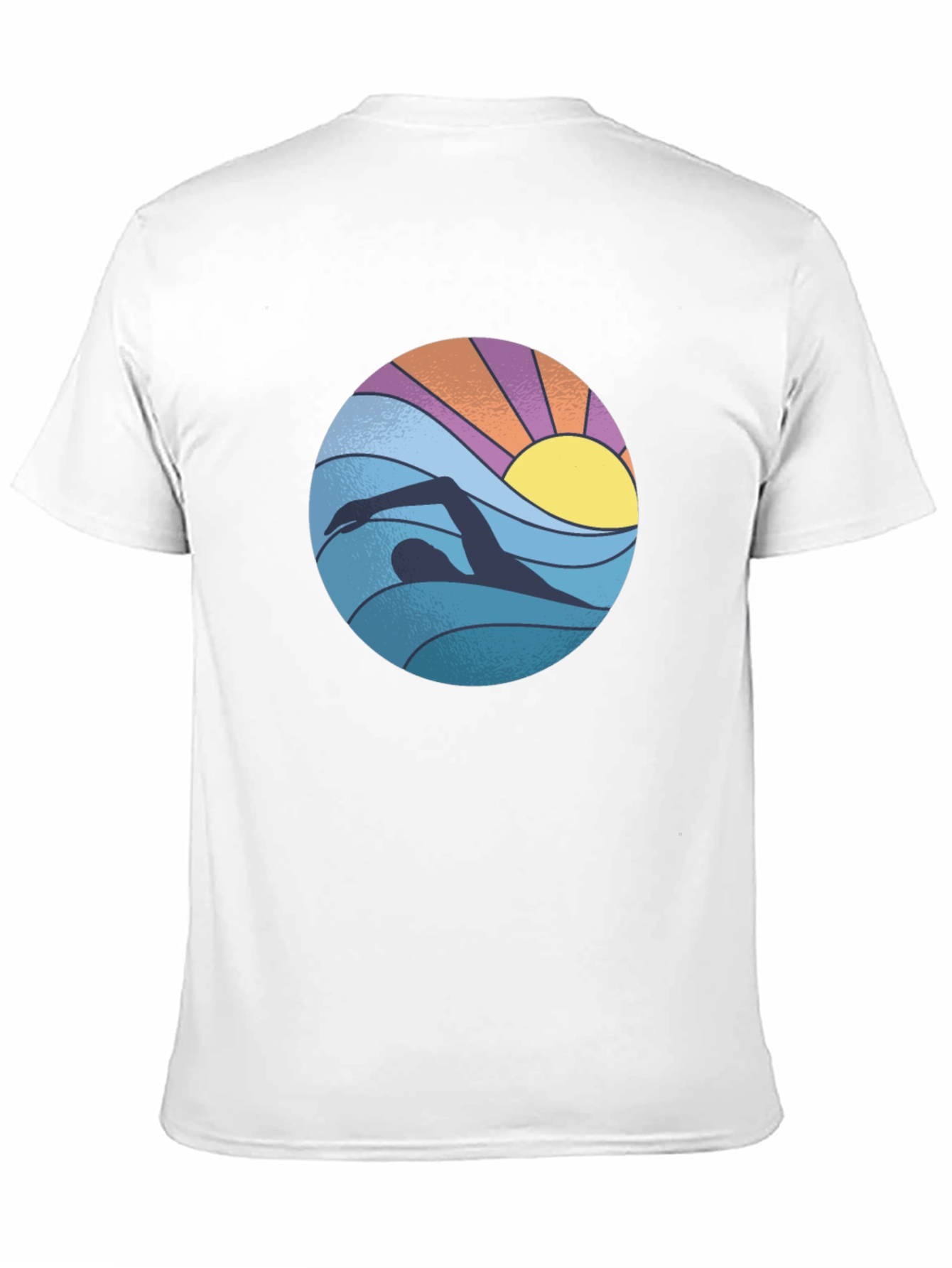 Retro Swimmer Graphic Tee - Black Cotton Blend