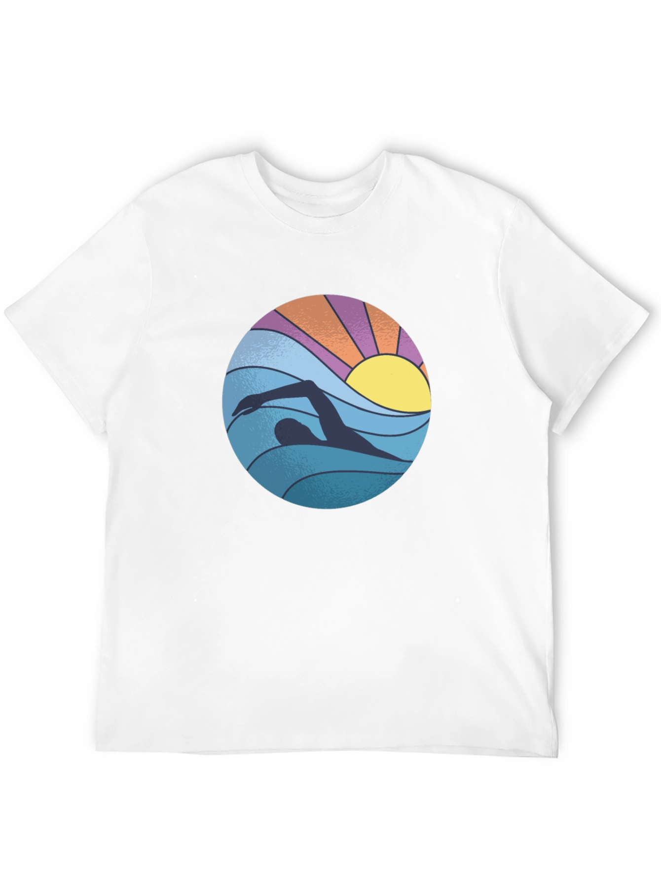 Retro Swimmer Graphic Tee - Black Cotton Blend