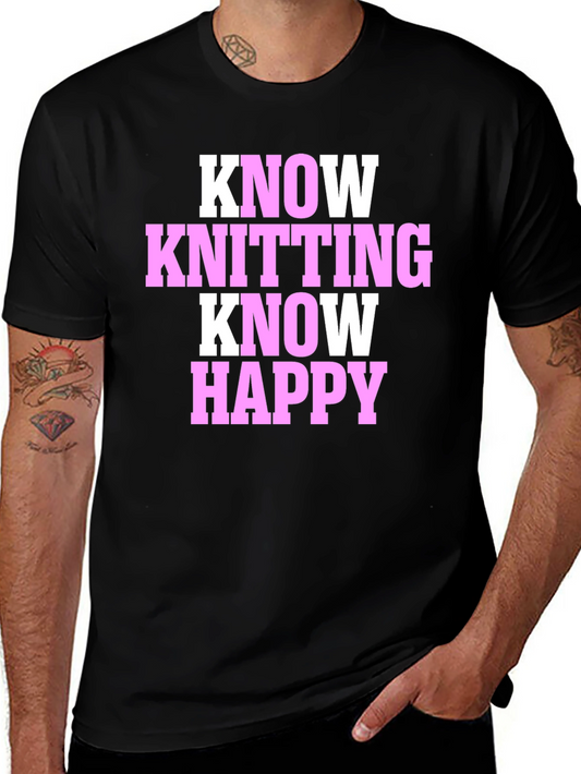 Know Knitting Know Happy Black T-Shirt