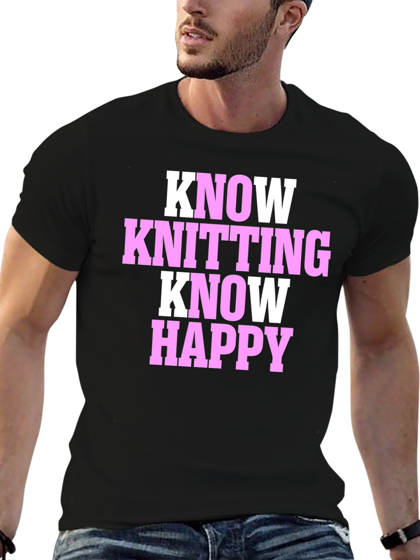 Know Knitting Know Happy Black T-Shirt