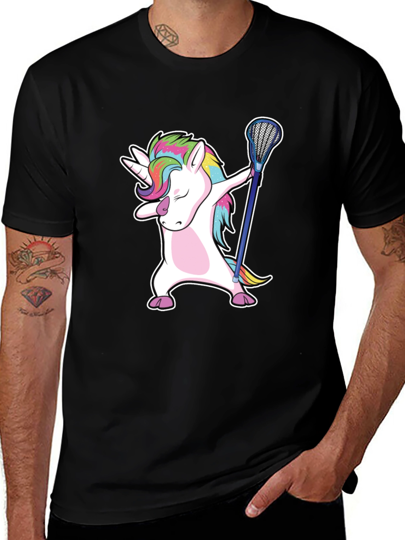 Unicorn Dabbing with Lacrosse Stick T-Shirt