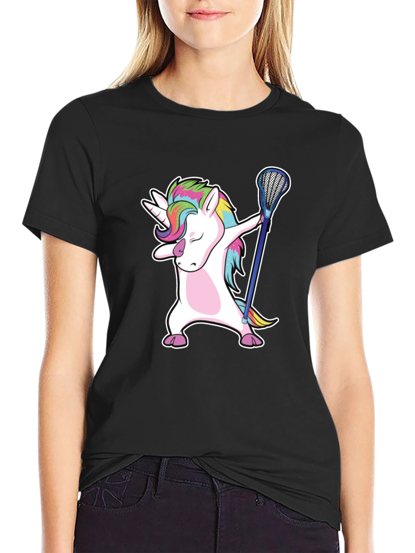 Unicorn Dabbing with Lacrosse Stick T-Shirt