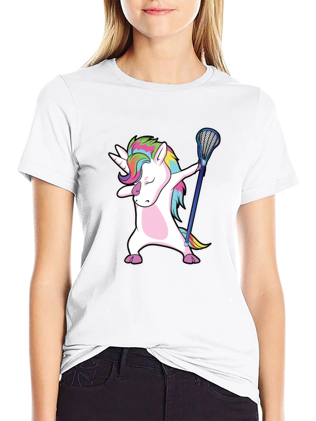 Unicorn Dabbing with Lacrosse Stick T-Shirt