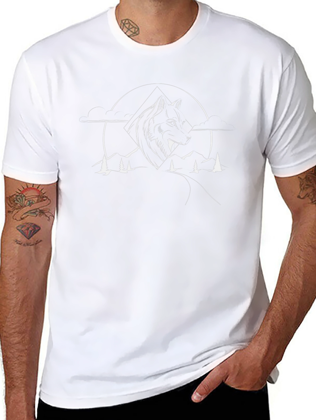 Wolf Nature Graphic Black T-Shirt