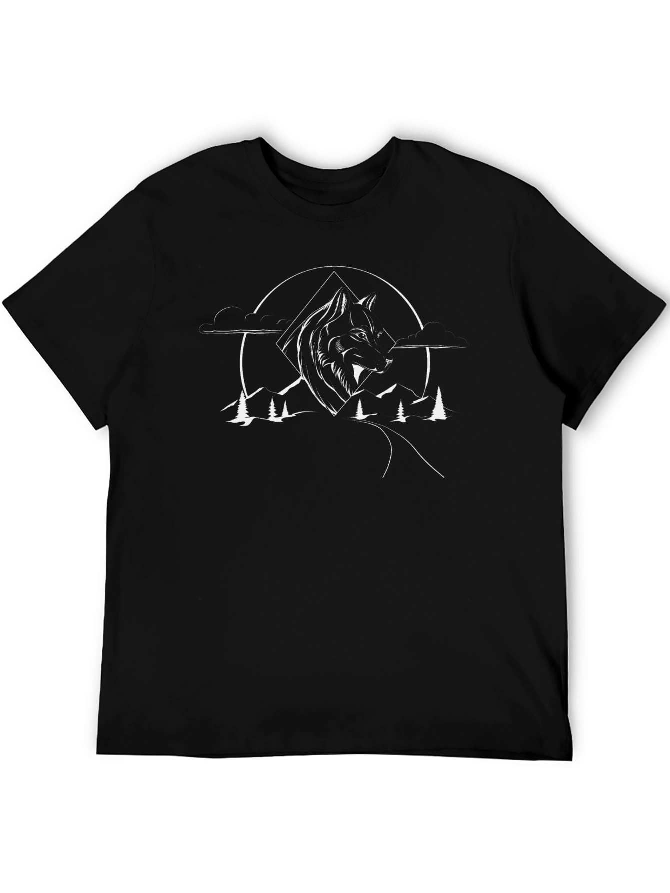 Wolf Nature Graphic Black T-Shirt