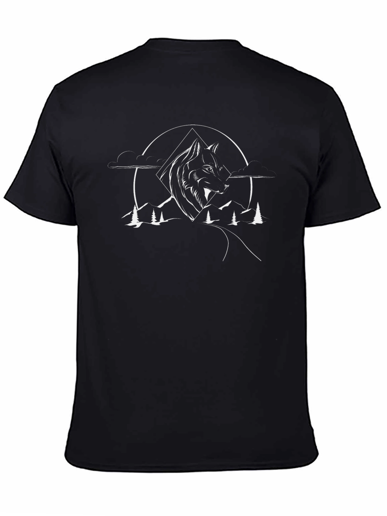 Wolf Nature Graphic Black T-Shirt