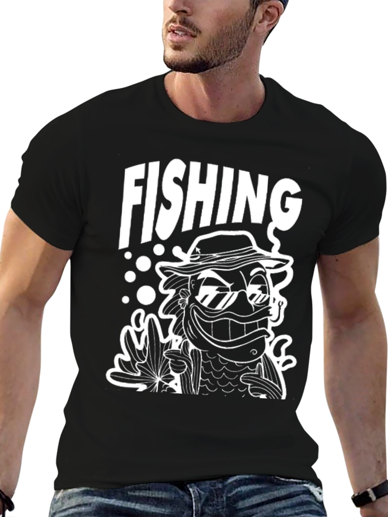 Funny Fishing Cartoon Graphic T-Shirt