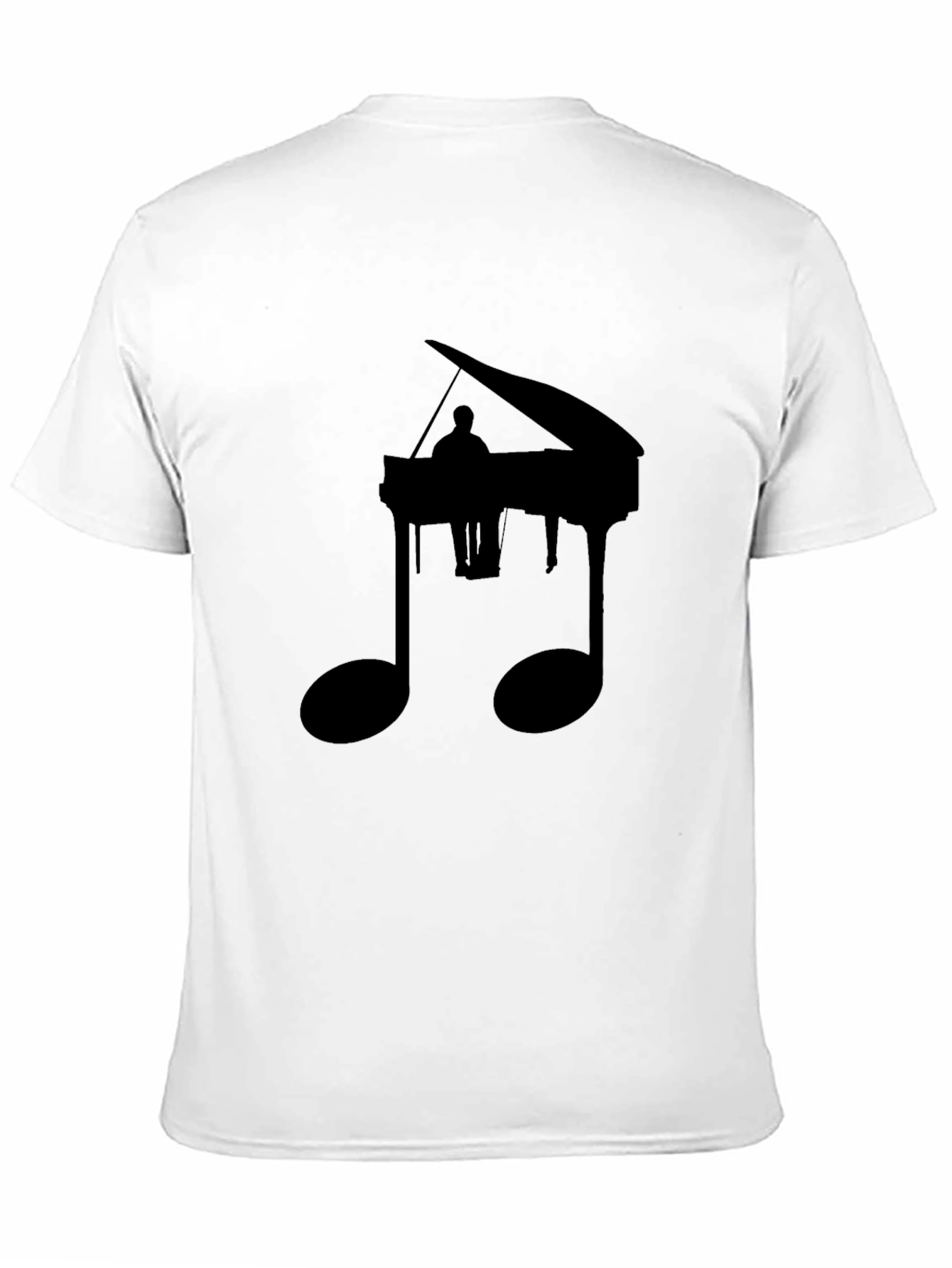 Piano Music Note Graphic Tee - Black Casual Shirt