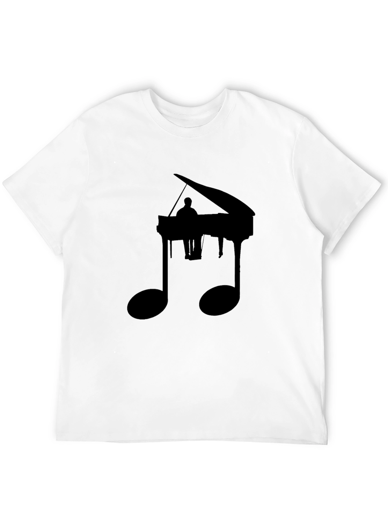 Piano Music Note Graphic Tee - Black Casual Shirt