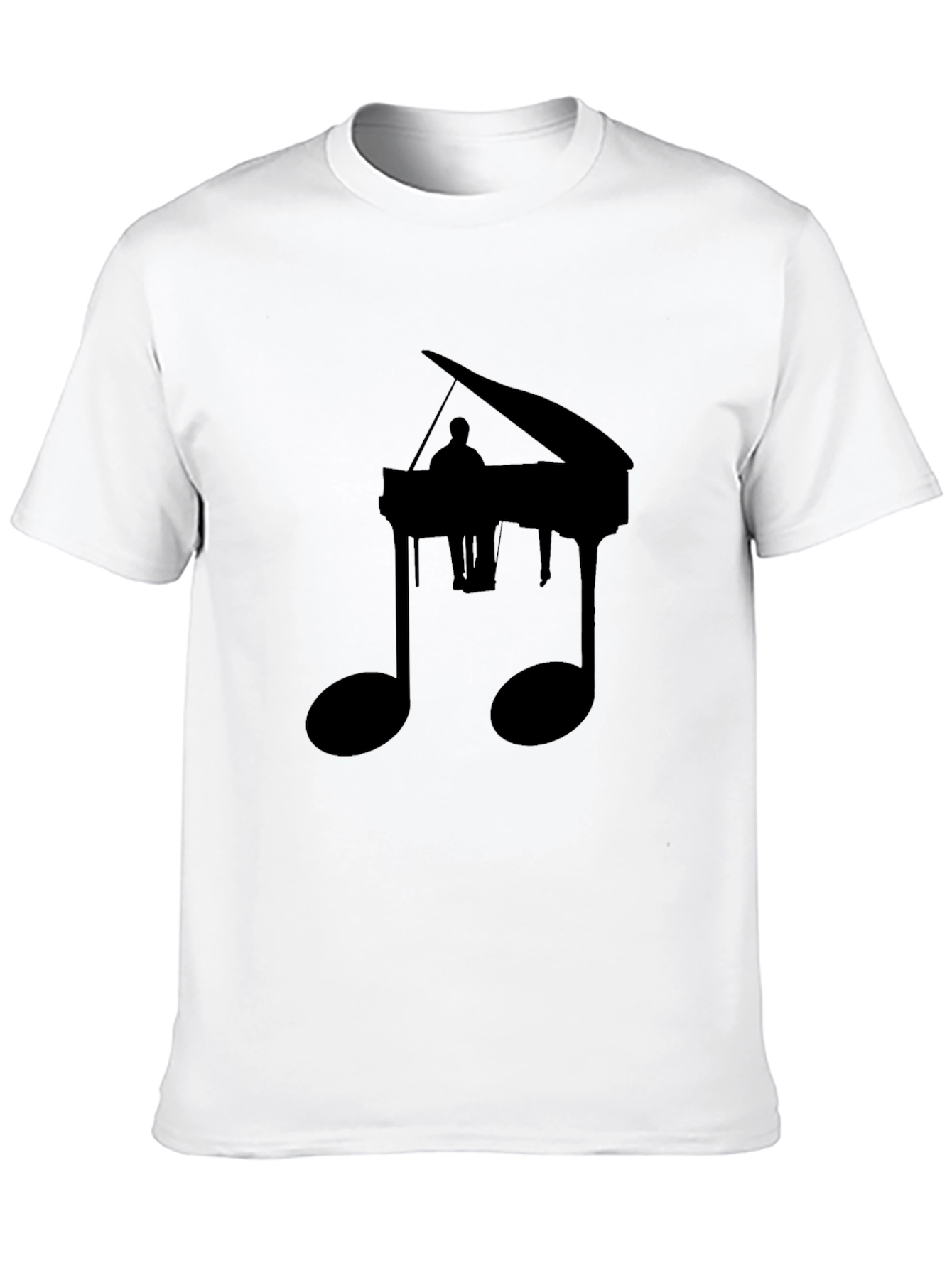 Piano Music Note Graphic Tee - Black Casual Shirt