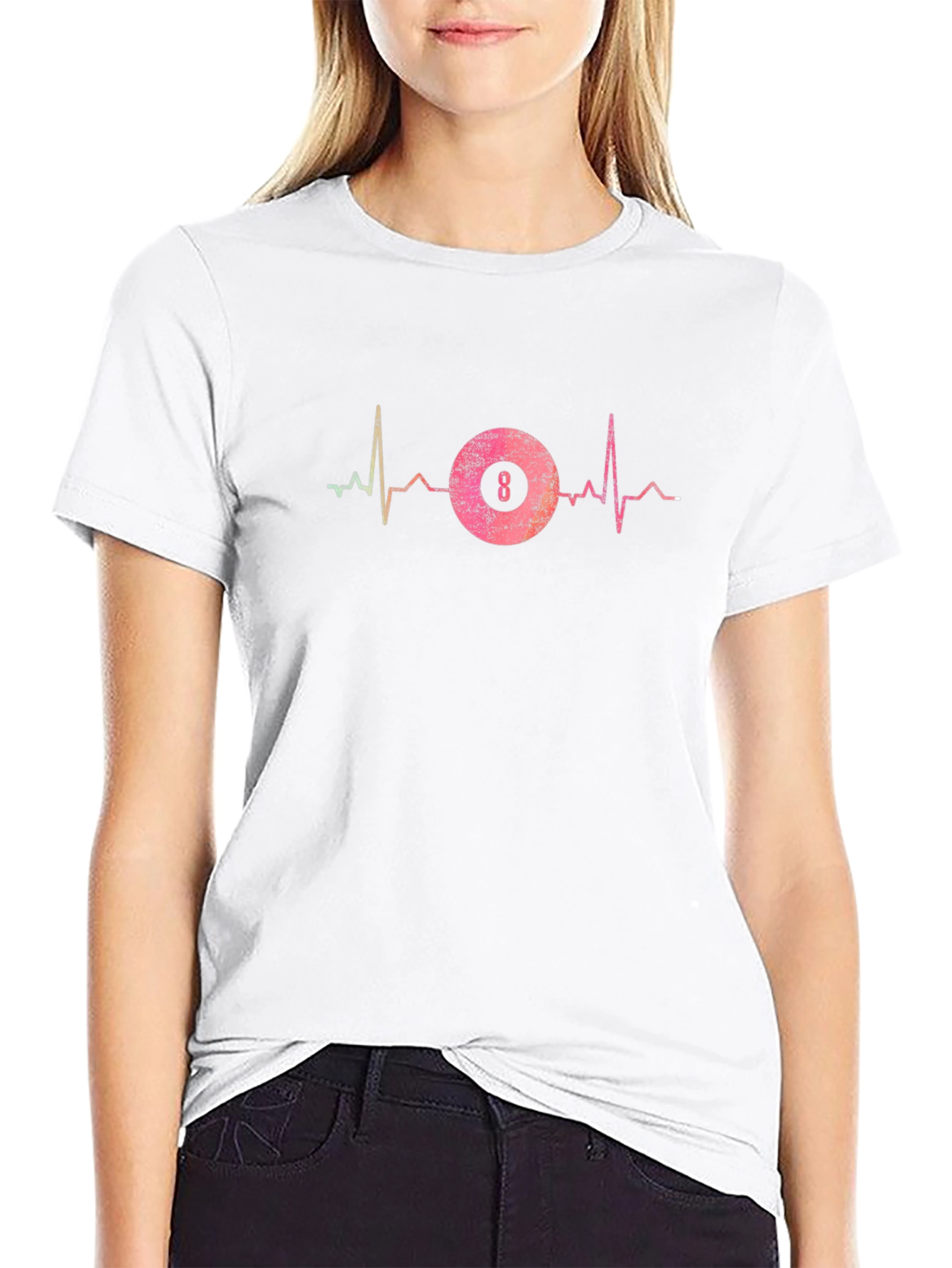 8 Ball Heartbeat Graphic T-Shirt - Pool Player Tee