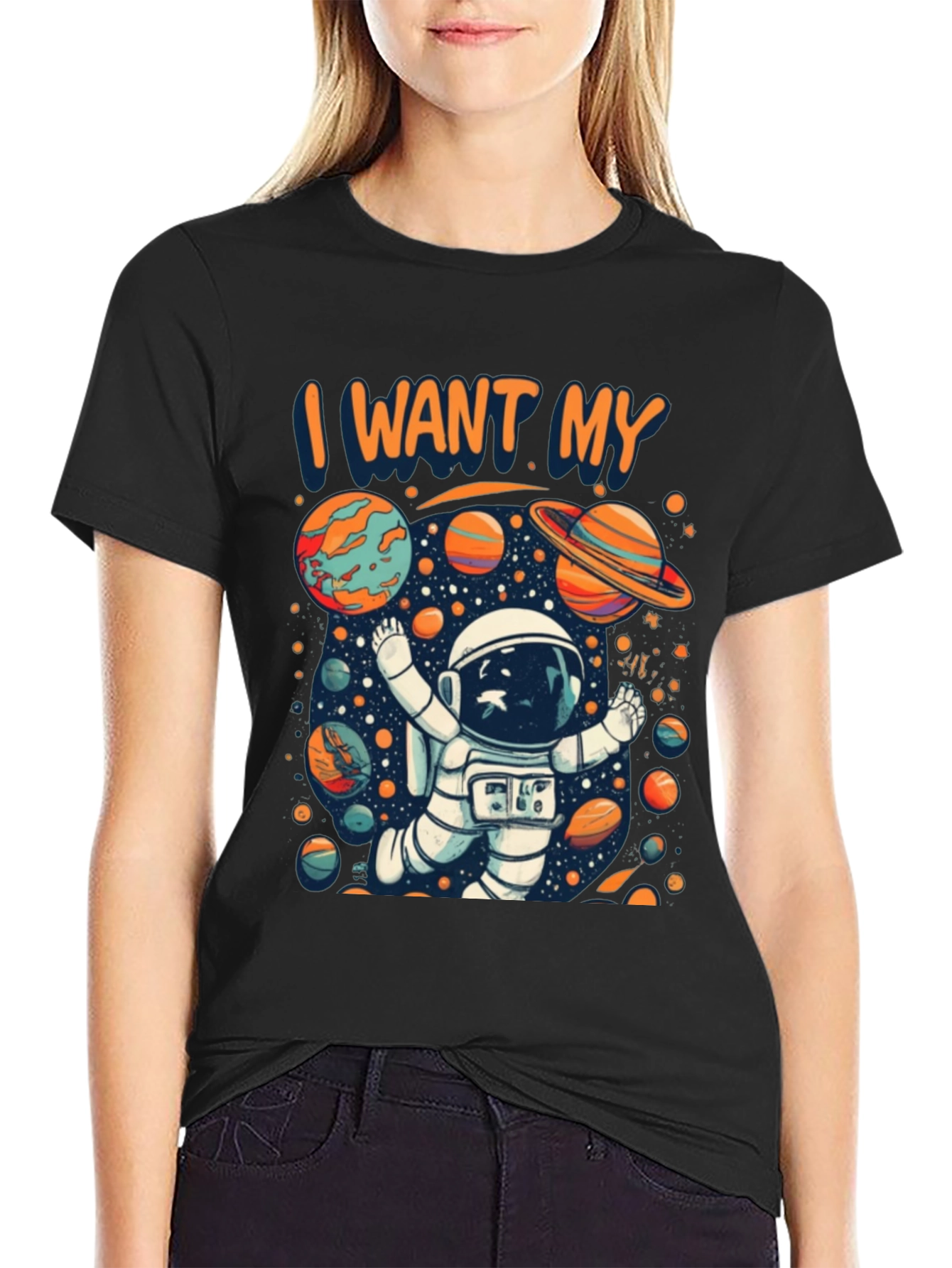 I Want My Space T-Shirt - Astronaut Planets Design