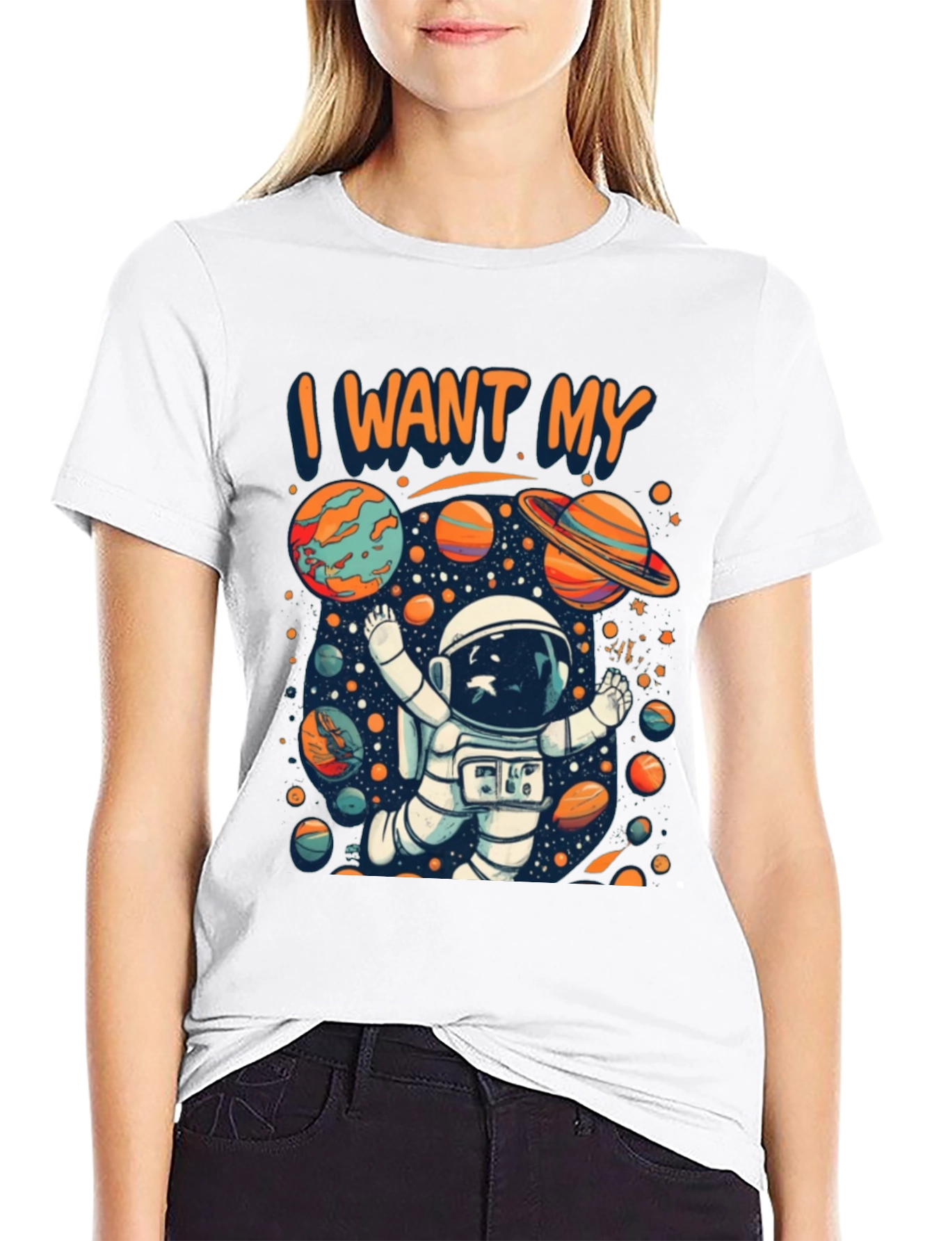 I Want My Space T-Shirt - Astronaut Planets Design