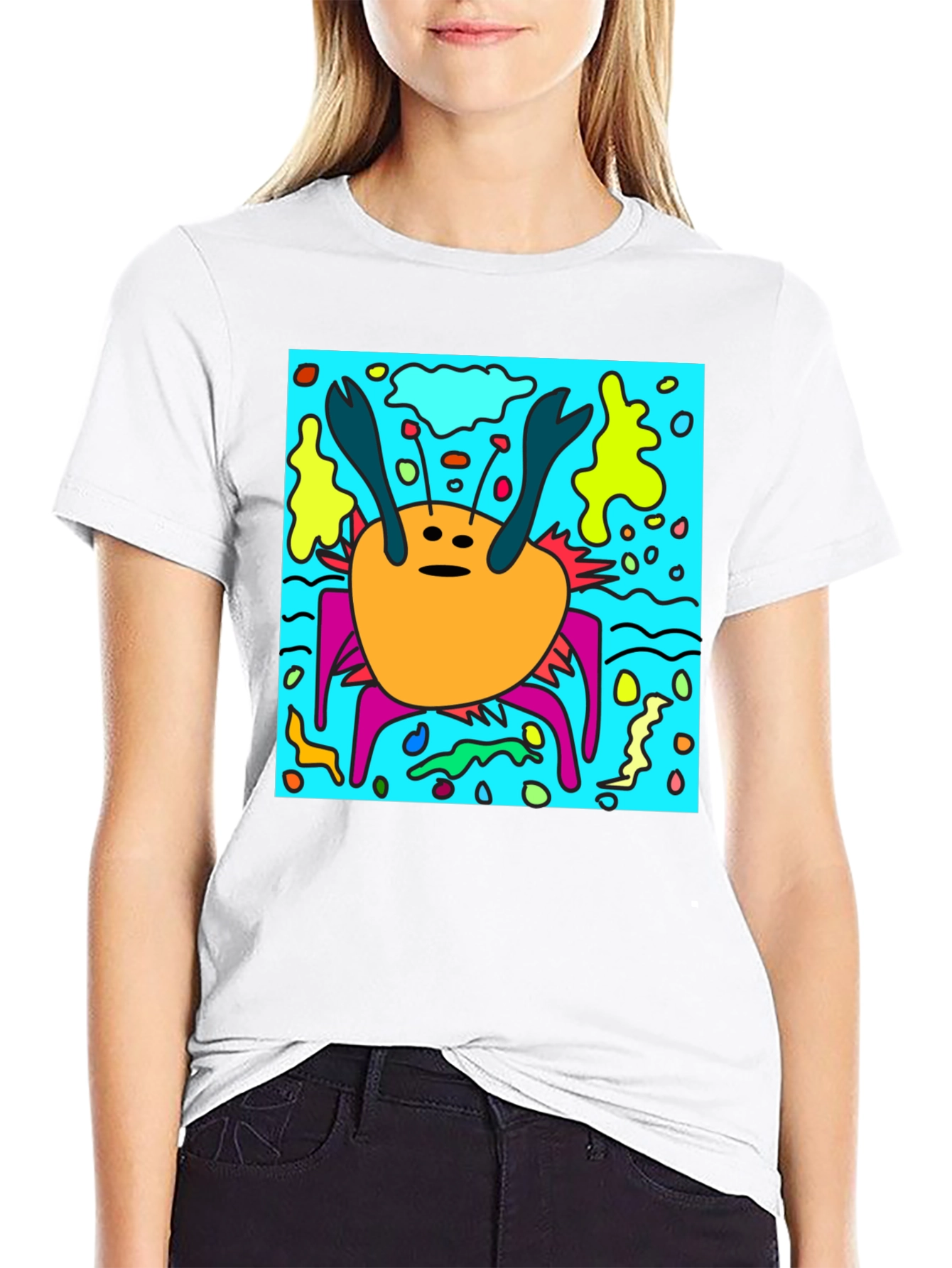 Funky Crab Graphic Print Tee -  Unique Statement Piece