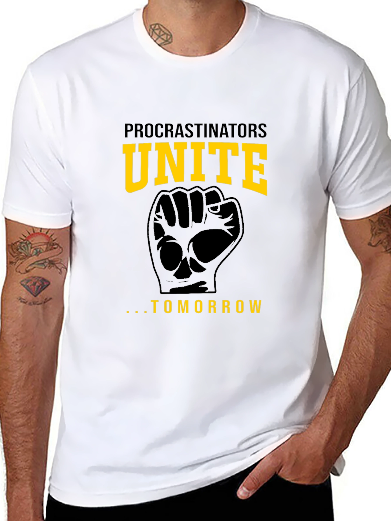 Procrastinators Unite Tomorrow Funny Black T-Shirt