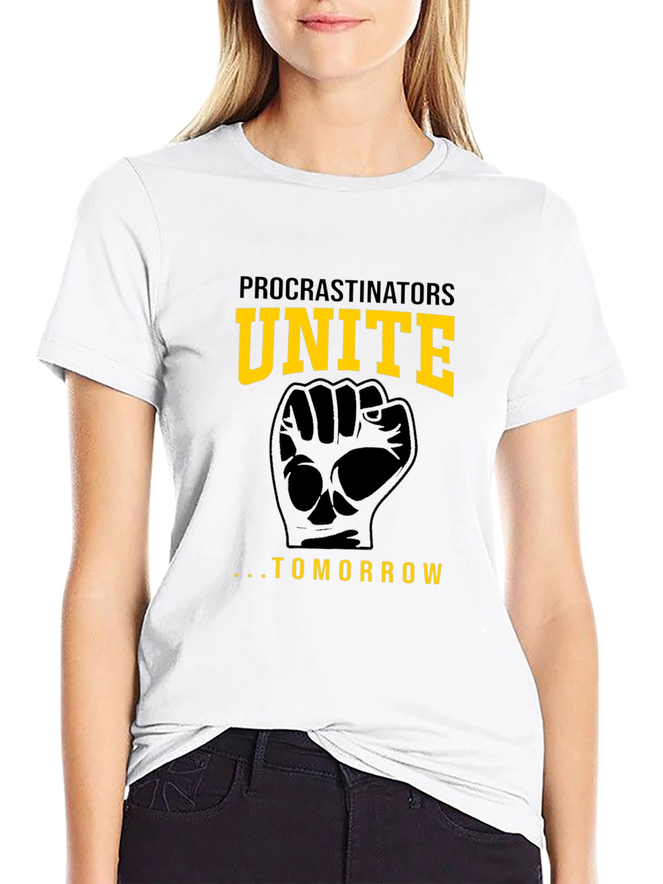 Procrastinators Unite Tomorrow Funny Black T-Shirt