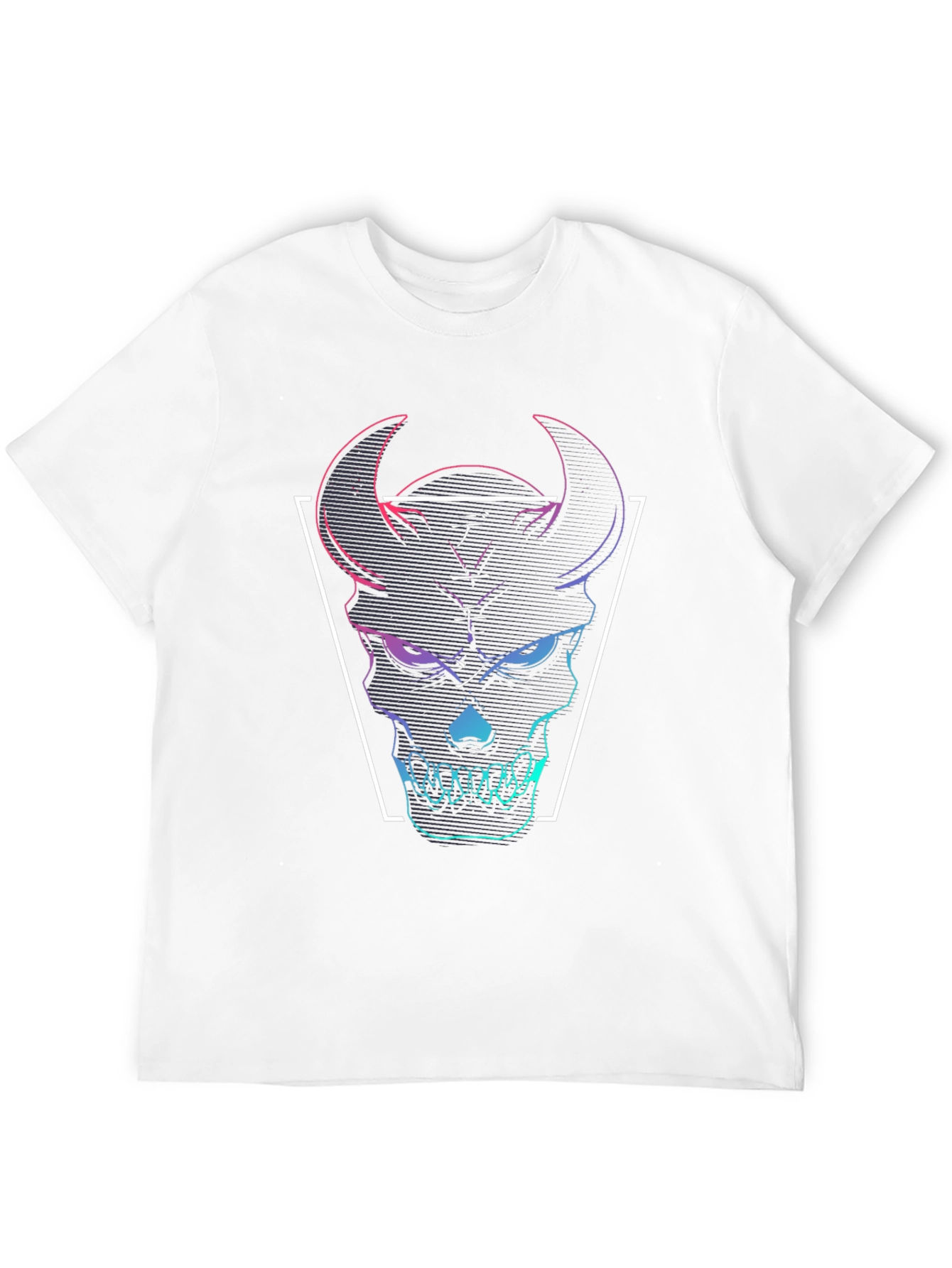 Neon Demon Skull Graphic Tee - Black Cotton T-Shirt