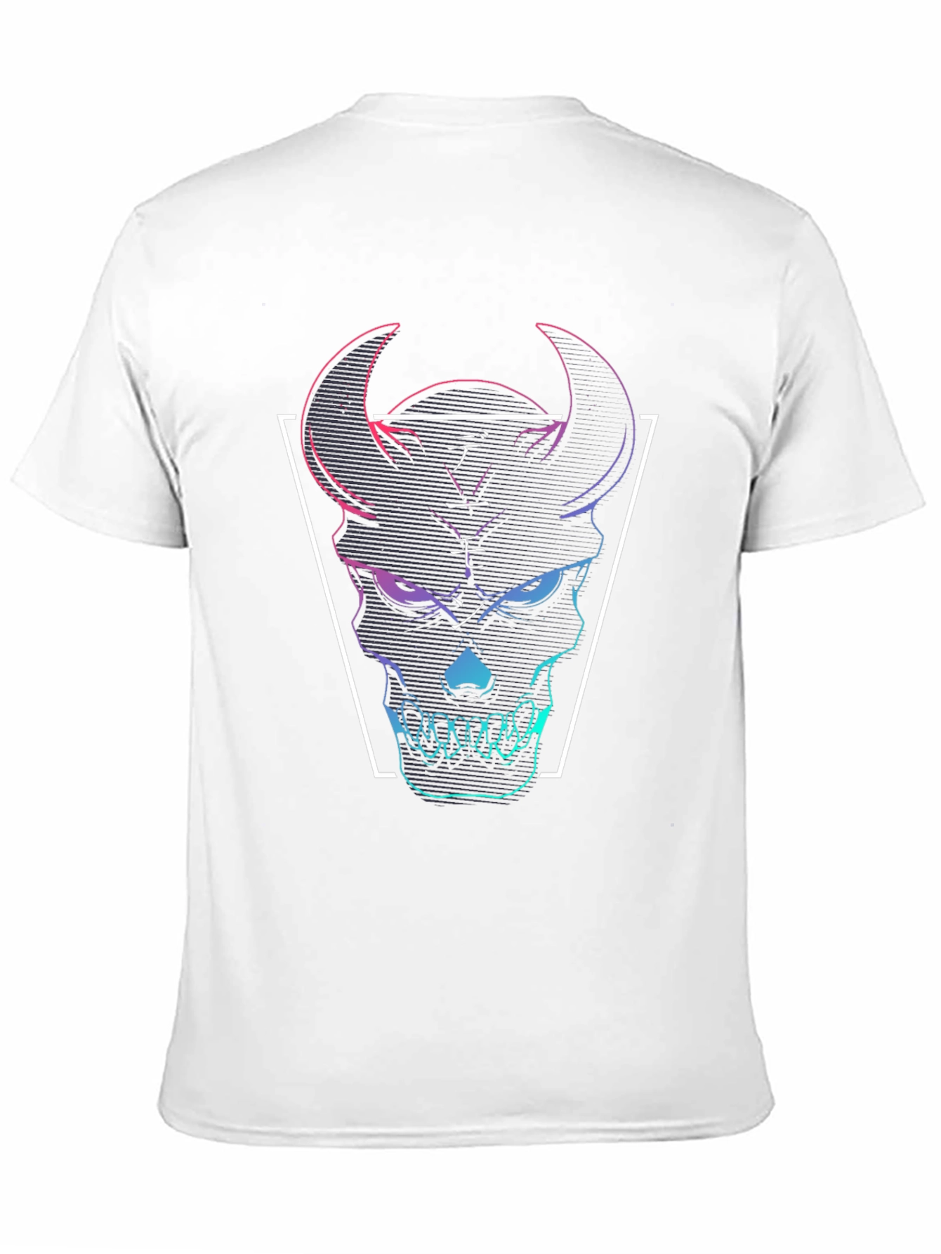 Neon Demon Skull Graphic Tee - Black Cotton T-Shirt