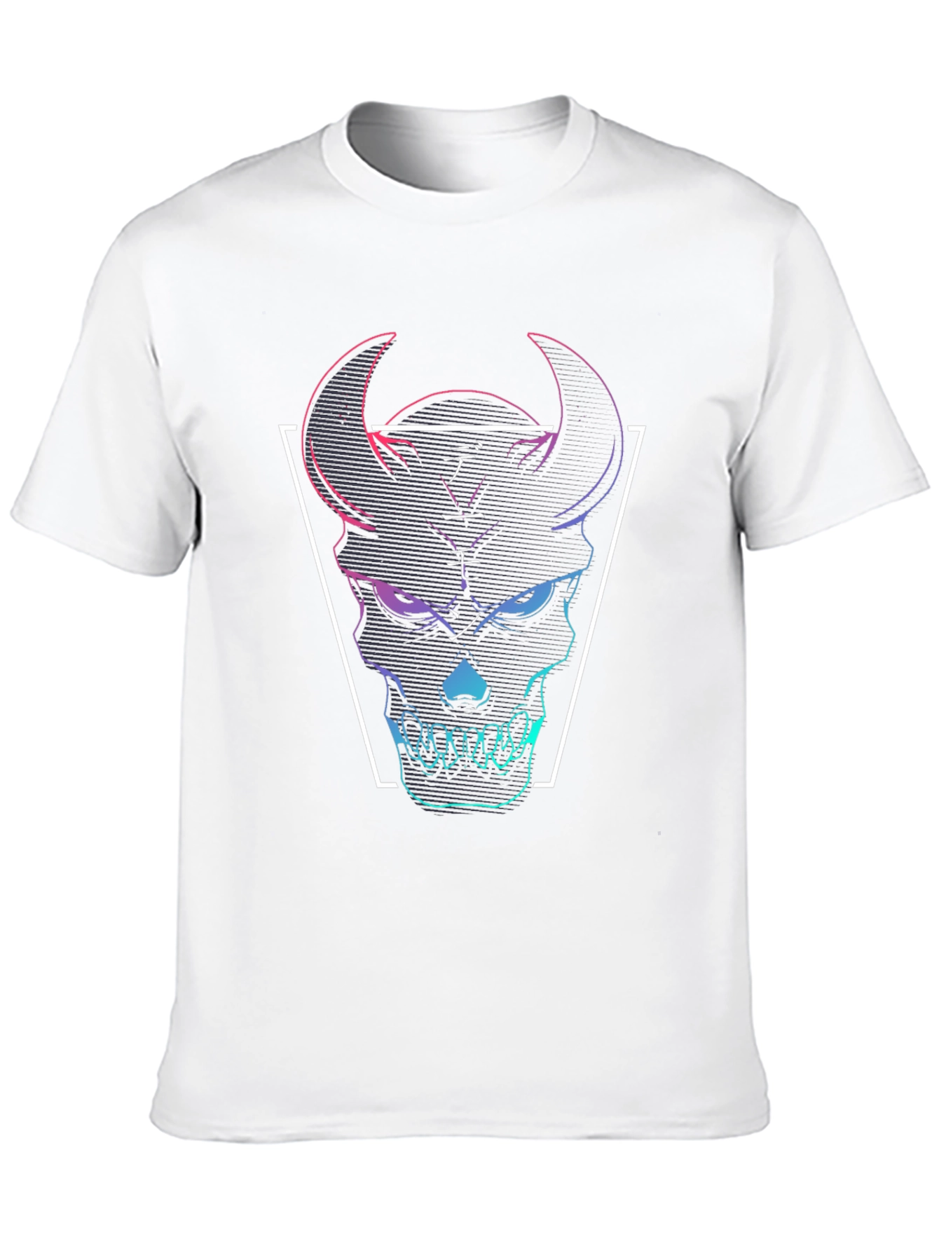 Neon Demon Skull Graphic Tee - Black Cotton T-Shirt