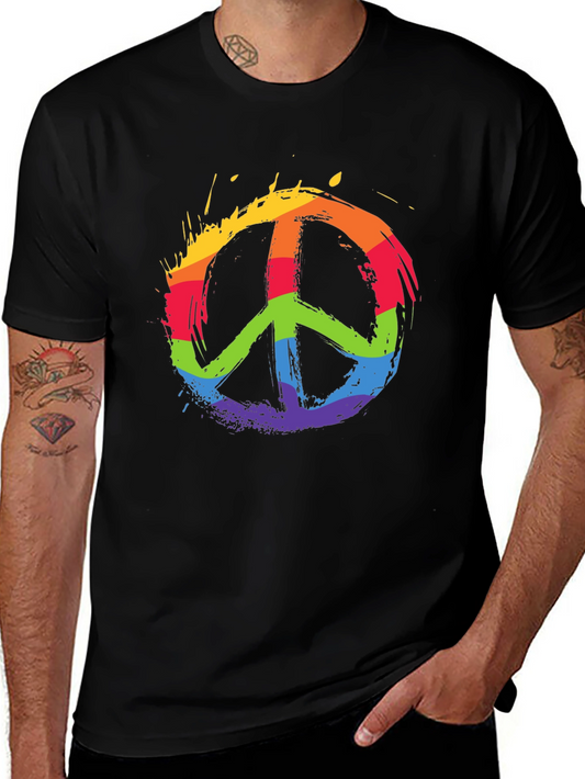 Rainbow Peace Sign Graphic T-Shirt