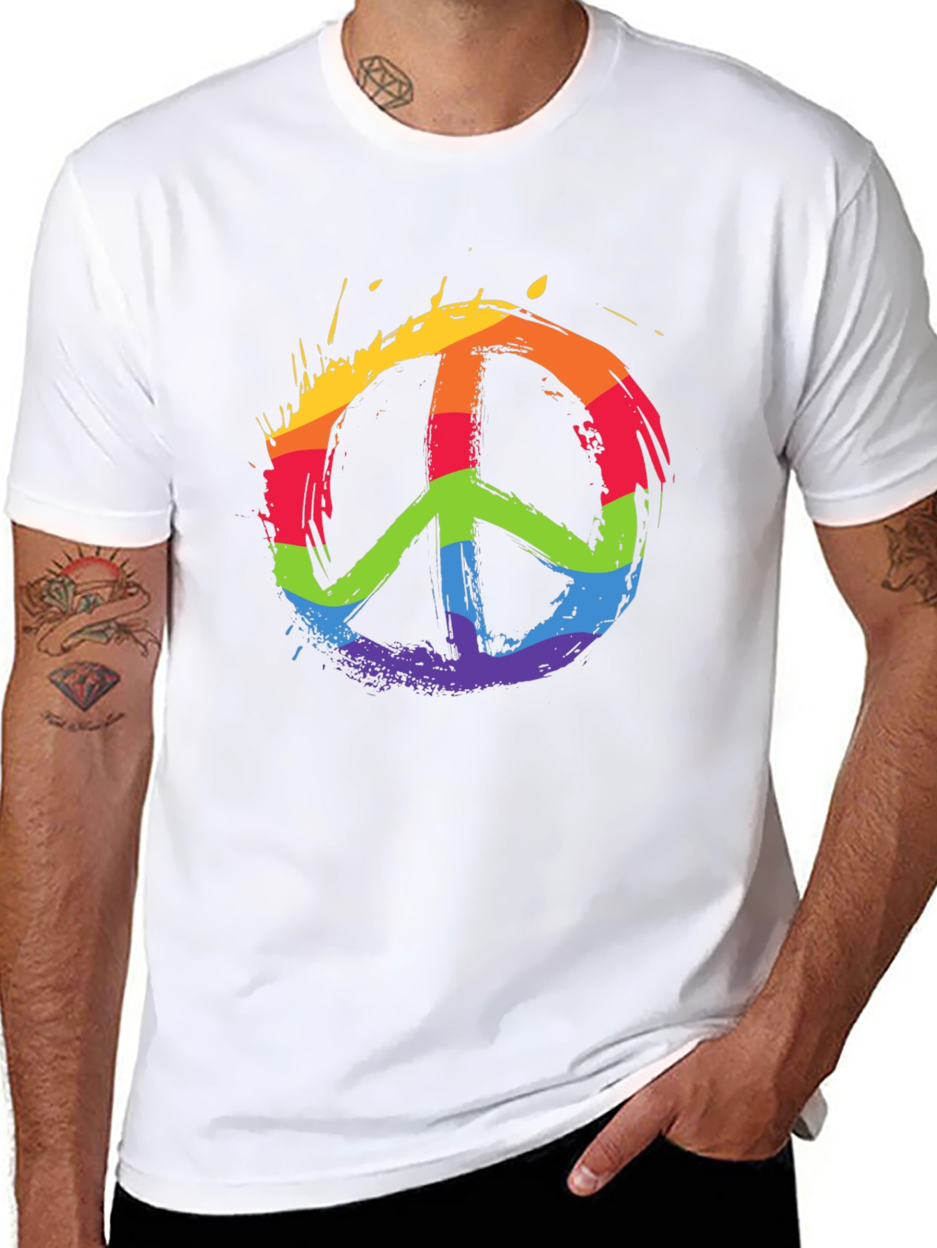 Rainbow Peace Sign Graphic T-Shirt