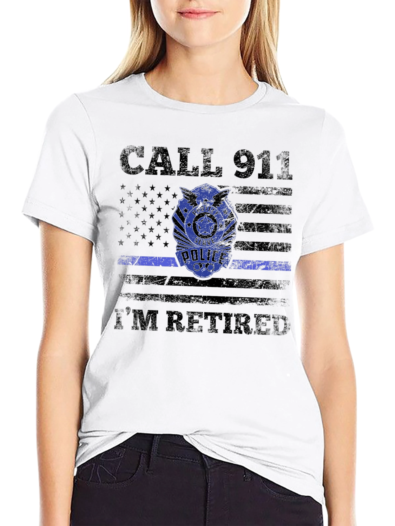 Retired Police Officer T-Shirt - Call 911 Im Retired