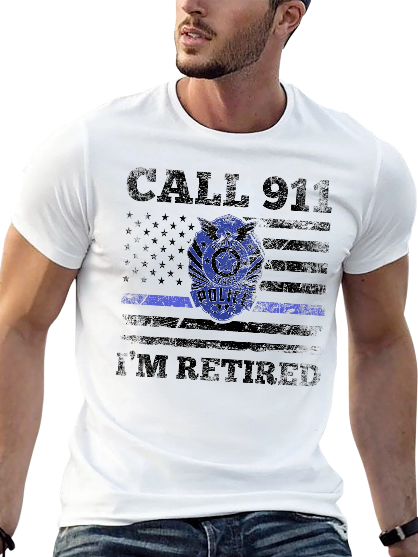 Retired Police Officer T-Shirt - Call 911 Im Retired