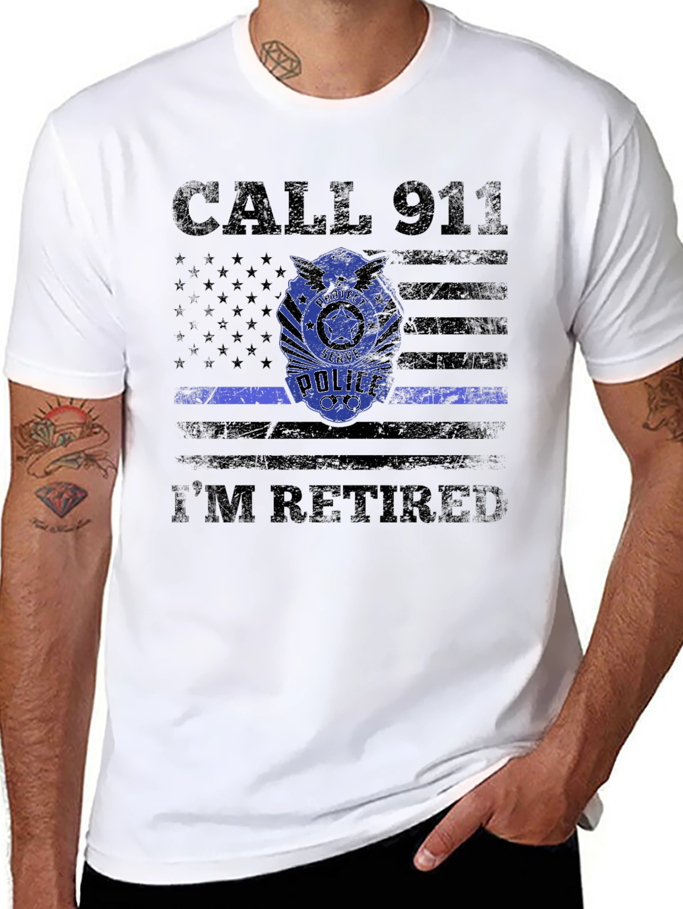 Retired Police Officer T-Shirt - Call 911 Im Retired