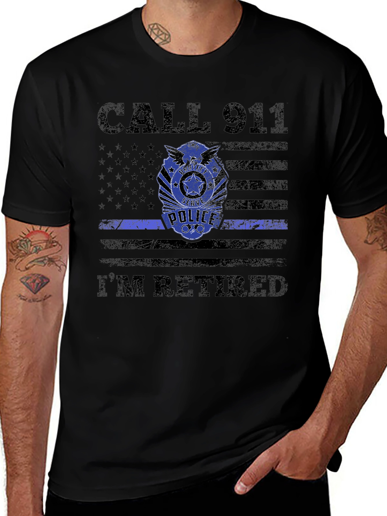 Retired Police Officer T-Shirt - Call 911 Im Retired