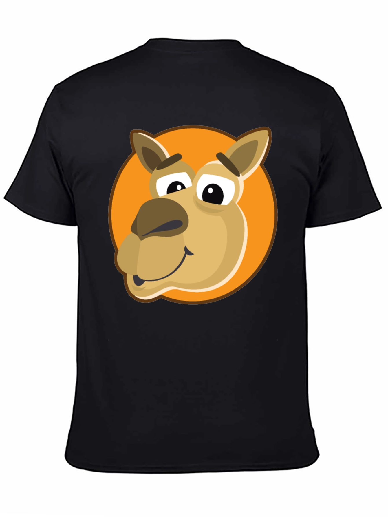 Cartoon Camel Graphic Tee - Black Cotton Blend