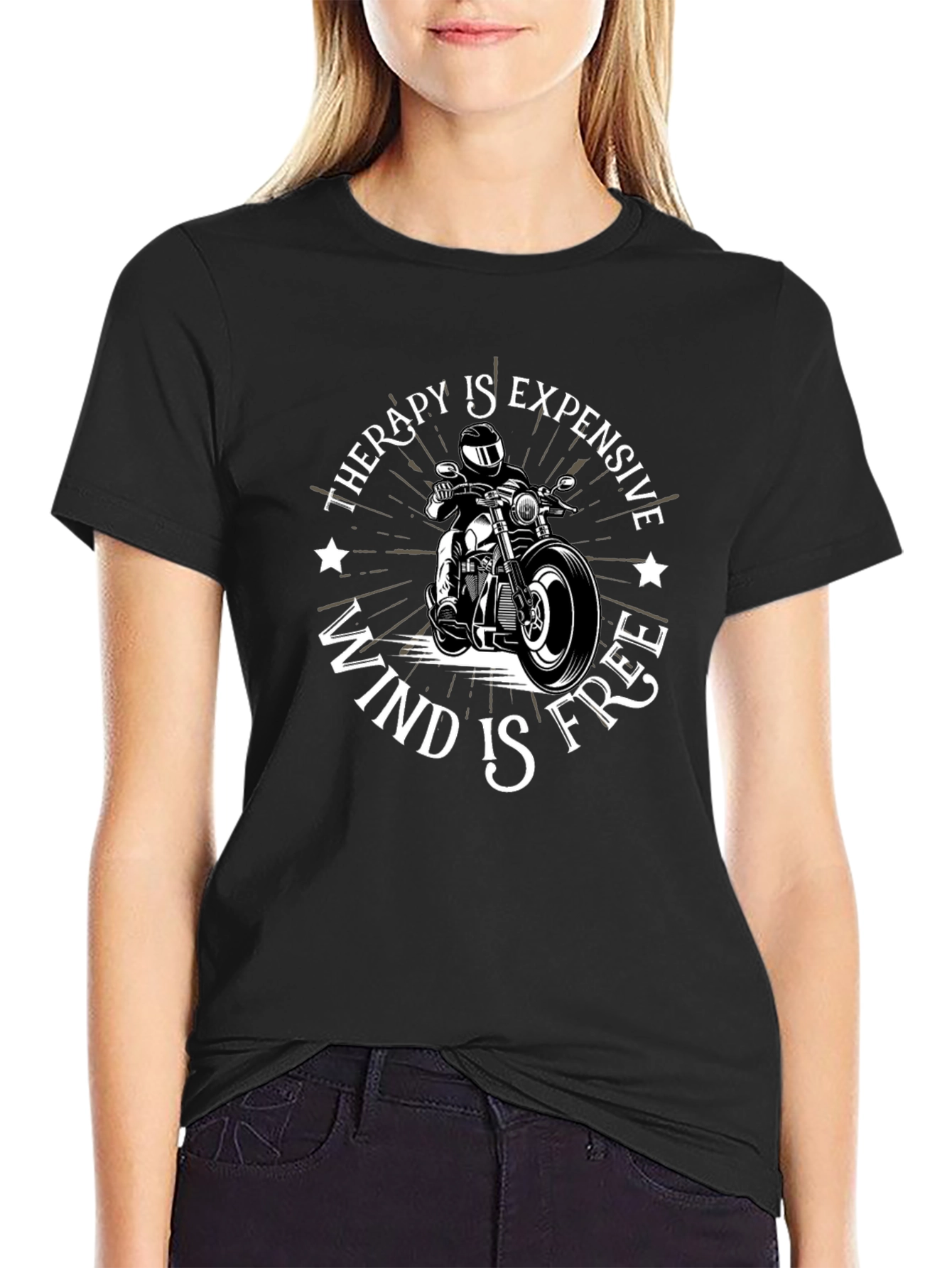 Therapy is Expensive Wind is Free Black T-Shirt
