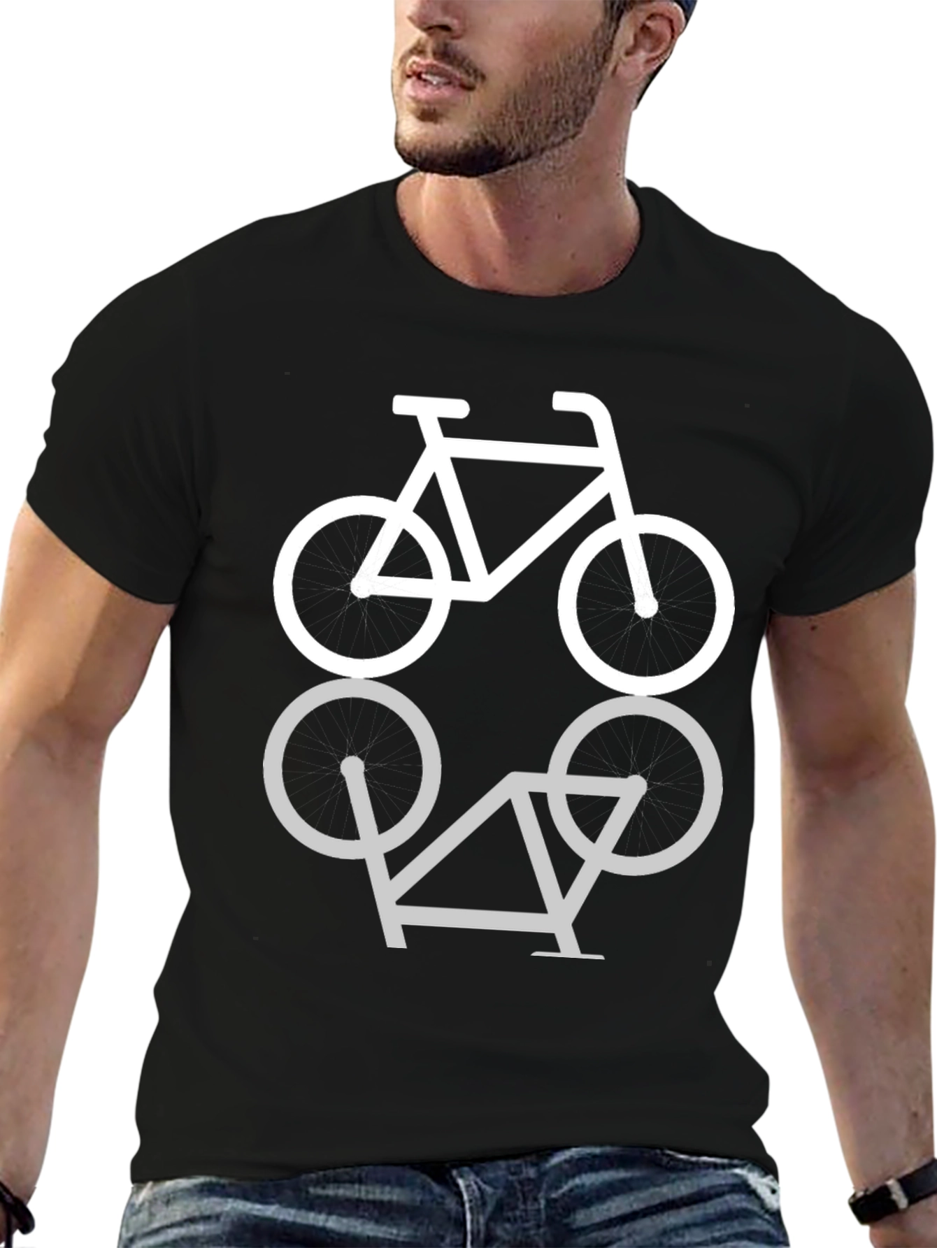 Mens Black T-Shirt with Cycling Circle Design