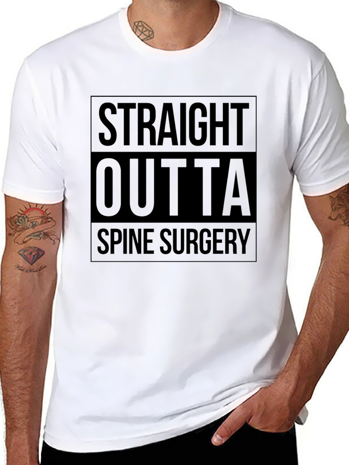 Straight Outta Spine Surgery Black T-Shirt
