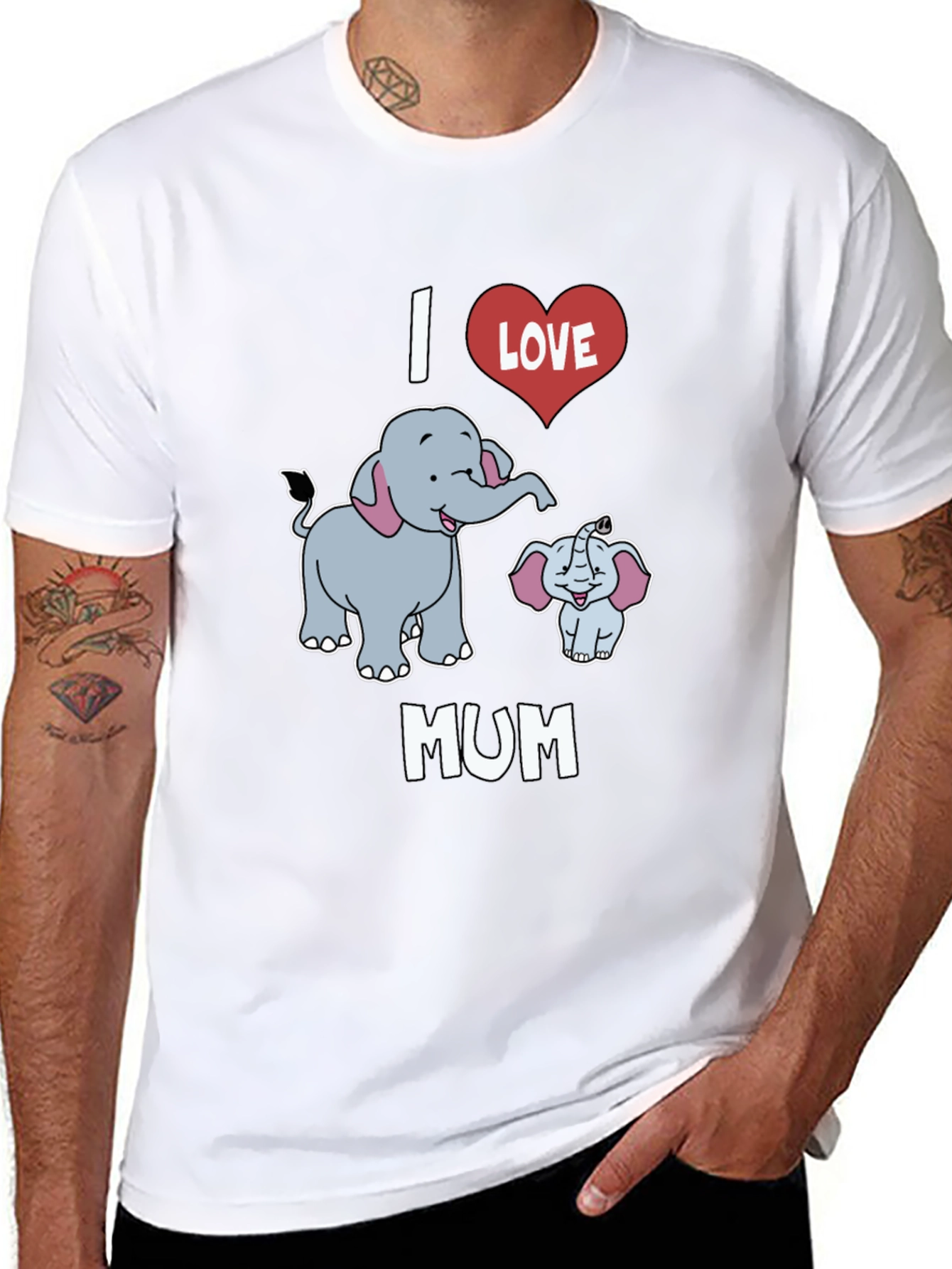 I Love Mum Elephant Graphic T-Shirt