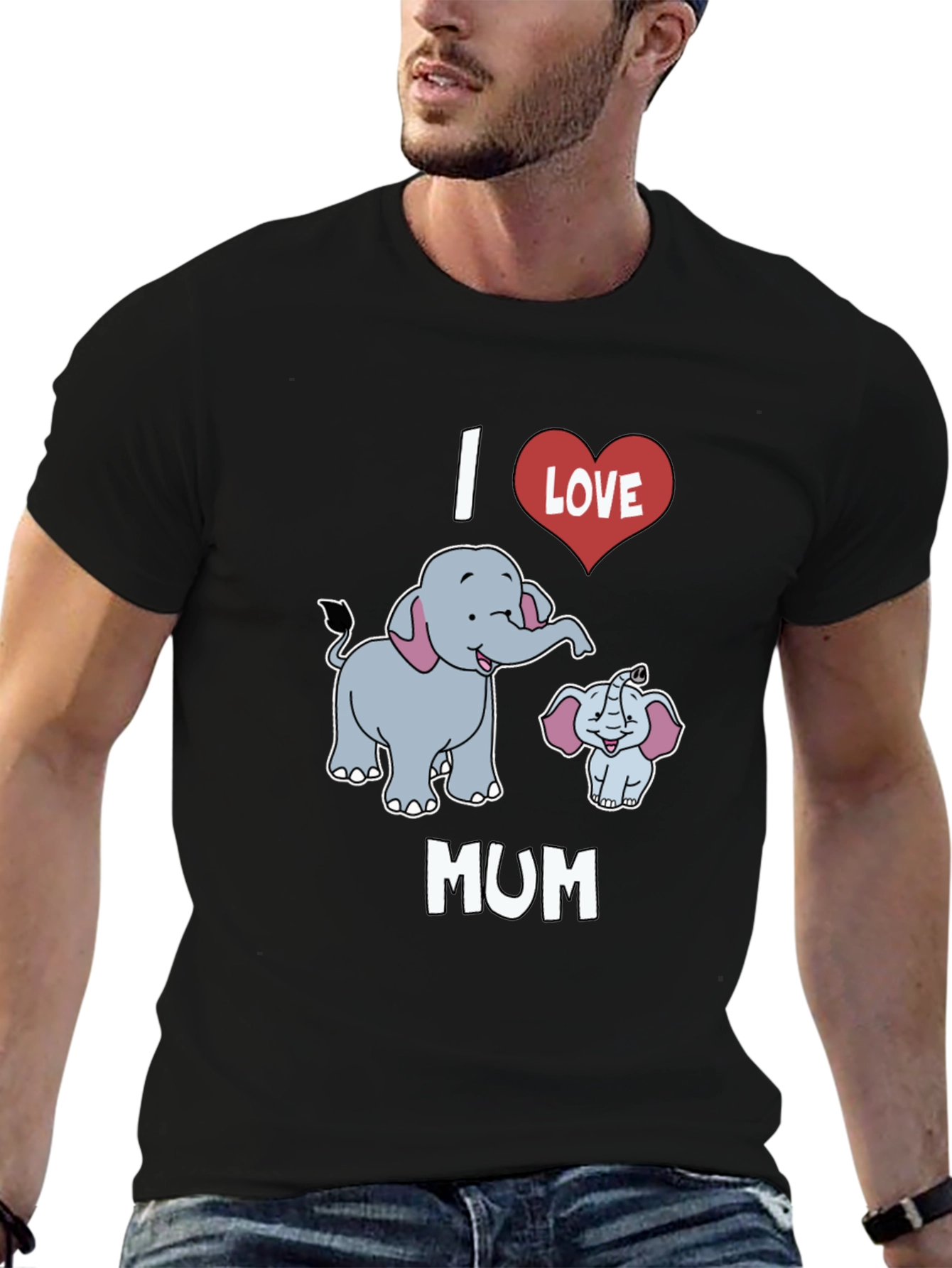 I Love Mum Elephant Graphic T-Shirt