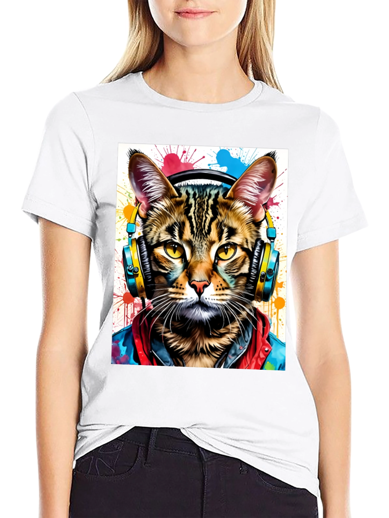 Cool Cat T-Shirt - Headphones & Streetwear Style