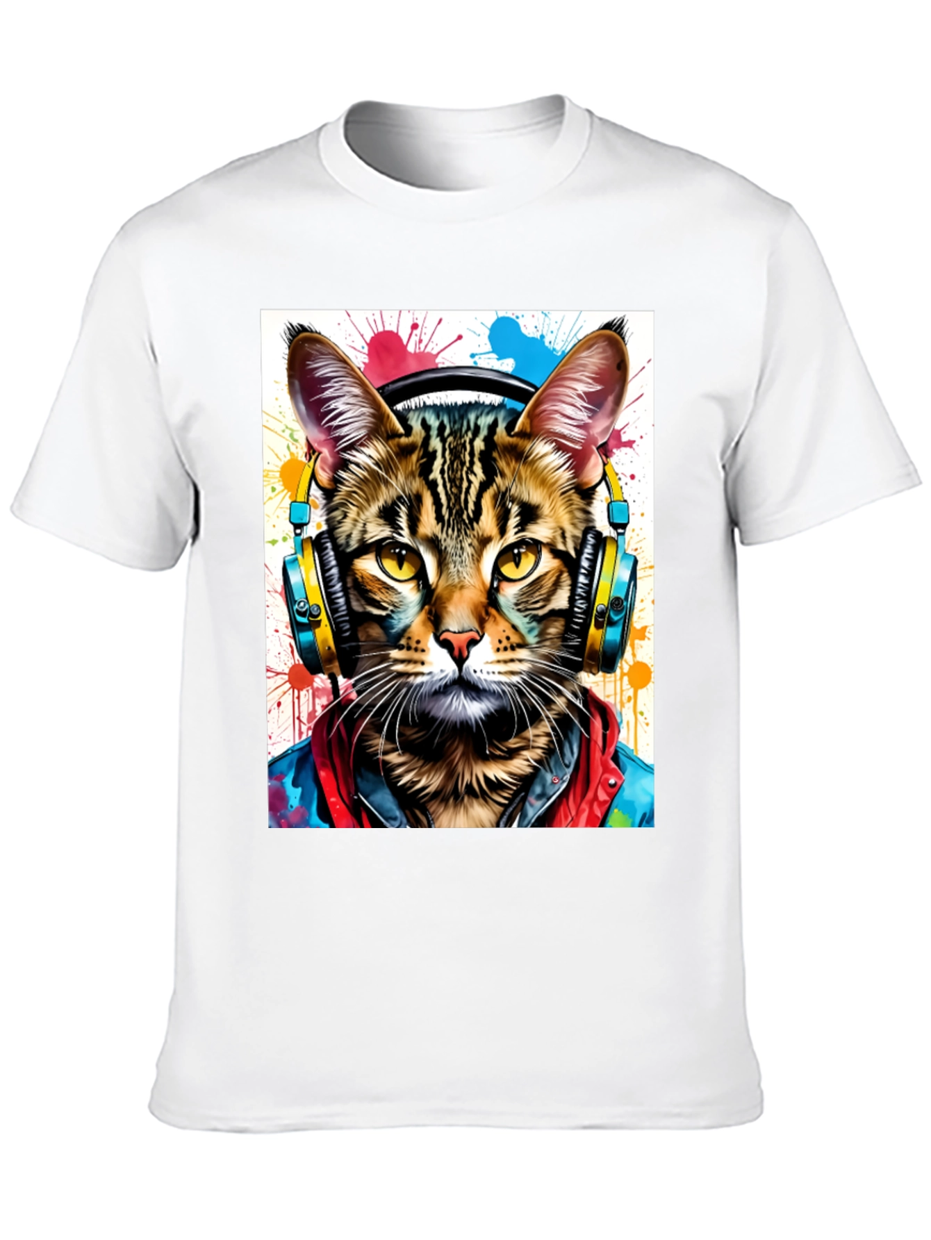 Cool Cat T-Shirt - Headphones & Streetwear Style