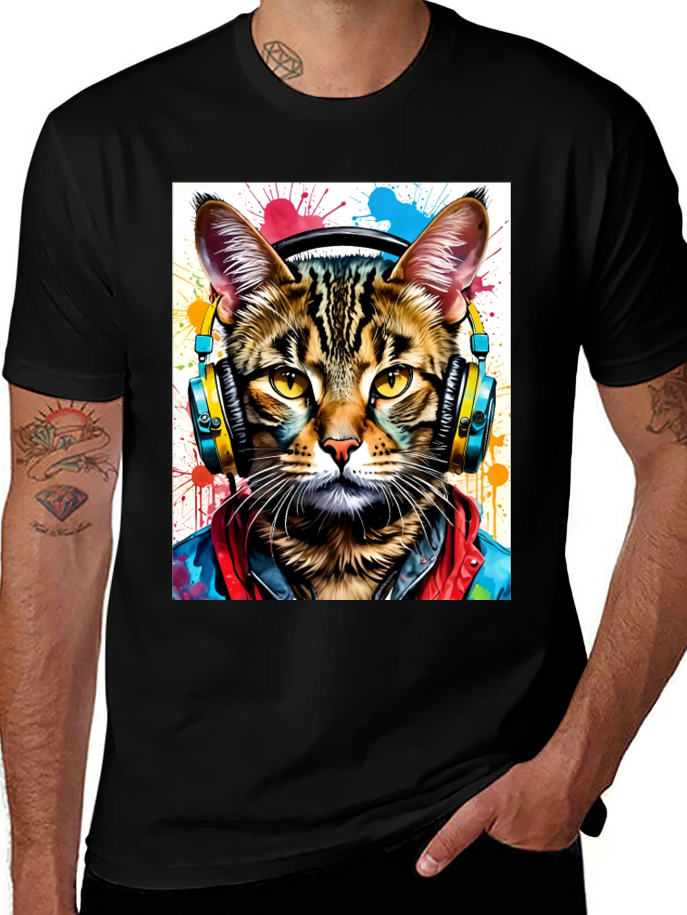 Cool Cat T-Shirt - Headphones & Streetwear Style