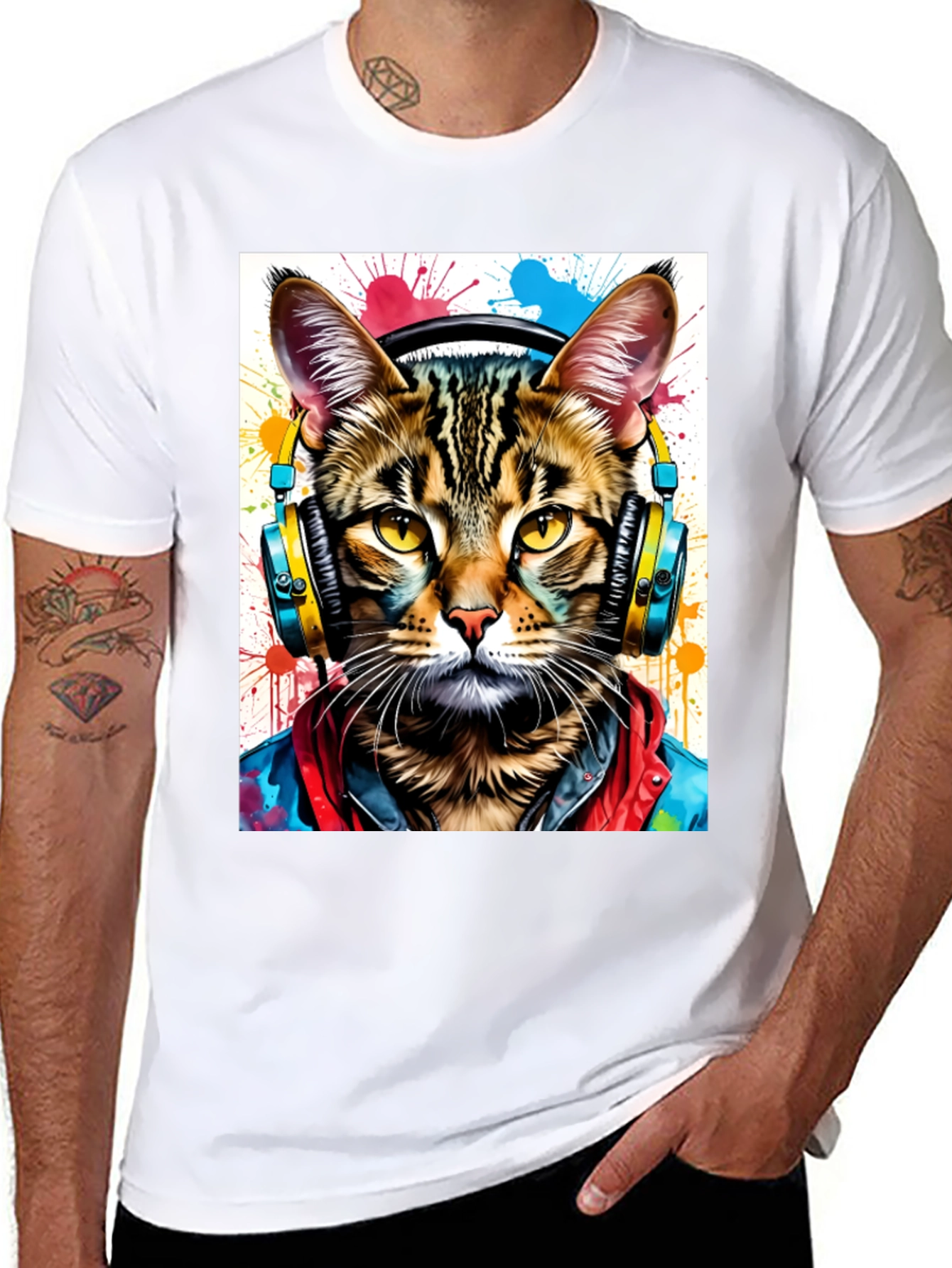 Cool Cat T-Shirt - Headphones & Streetwear Style