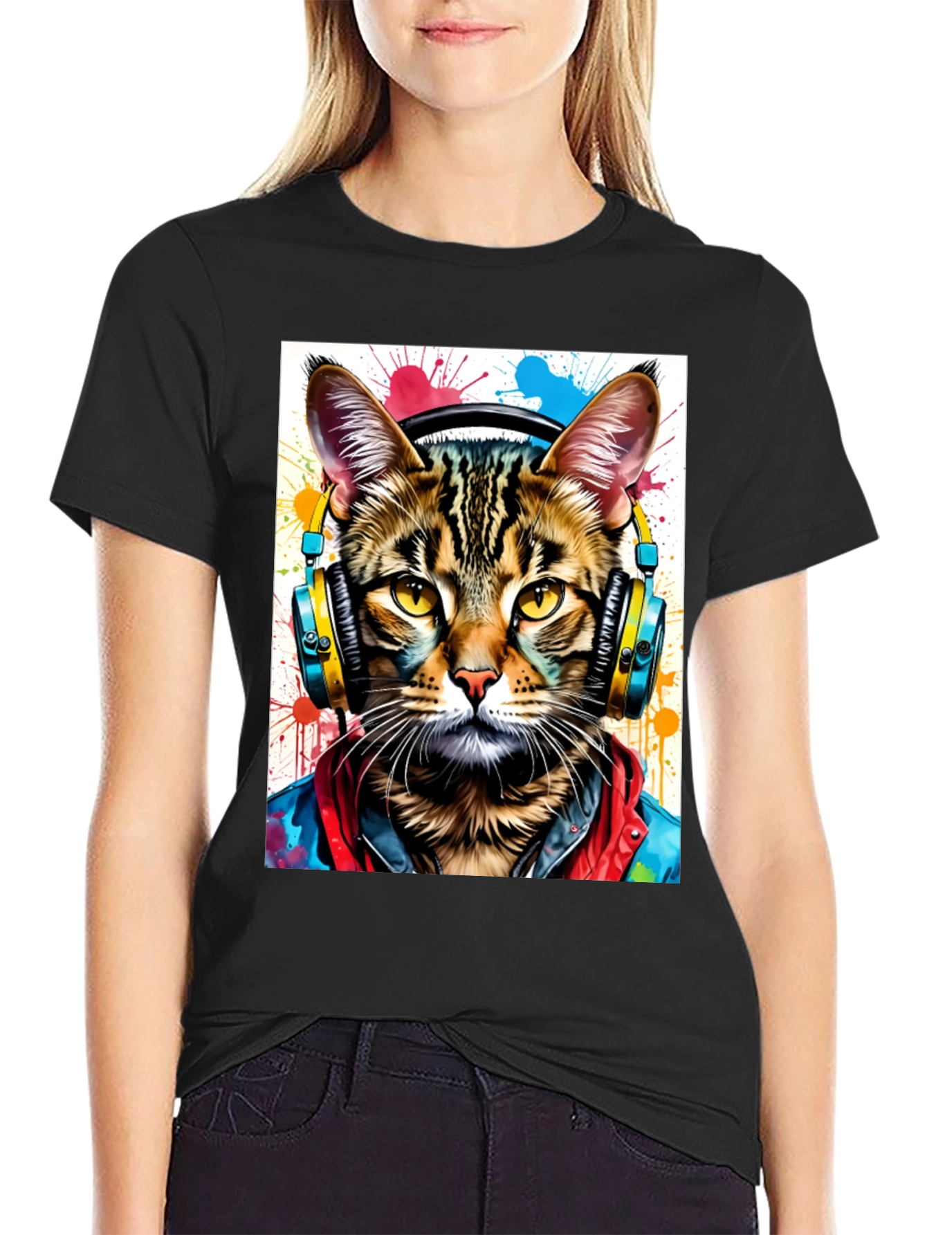 Cool Cat T-Shirt - Headphones & Streetwear Style