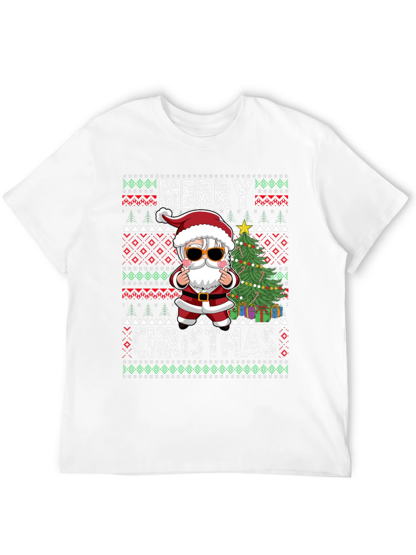 Merry Christmas Santa Graphic Tee Holiday Gift
